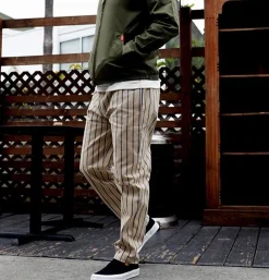 Chef Pant Stripe Beige Blue