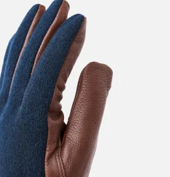 Gants Deerskin Wool Tricot Navy
