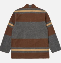 Kyoto Work Jacket Wool Stripe Charcoal