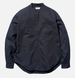 Poplin Stand Collar Shirt Navy