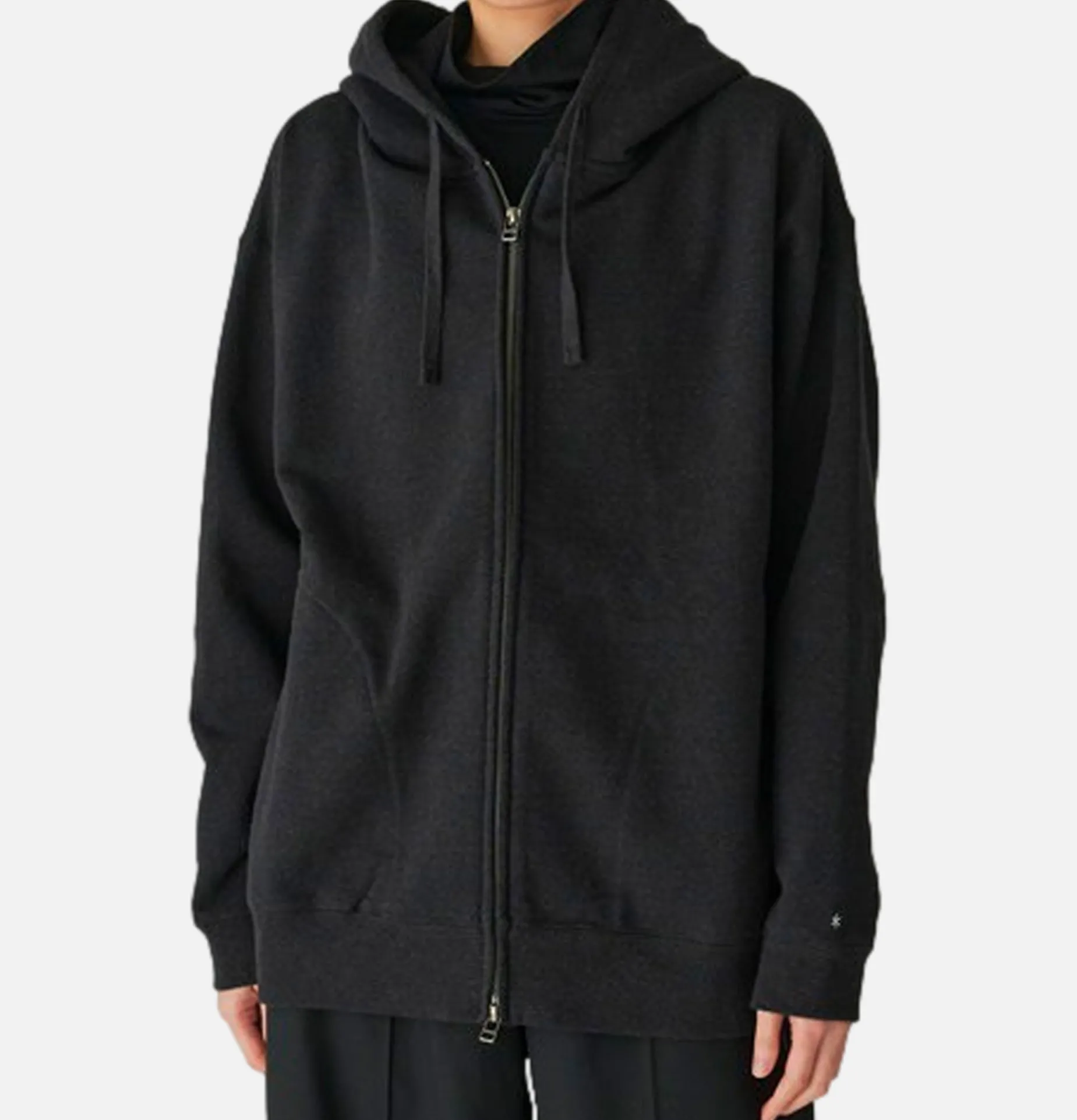 Recycled Cotton Zipup Hoodie Black