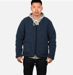 Zip Up Vee Cardigan Darkblue